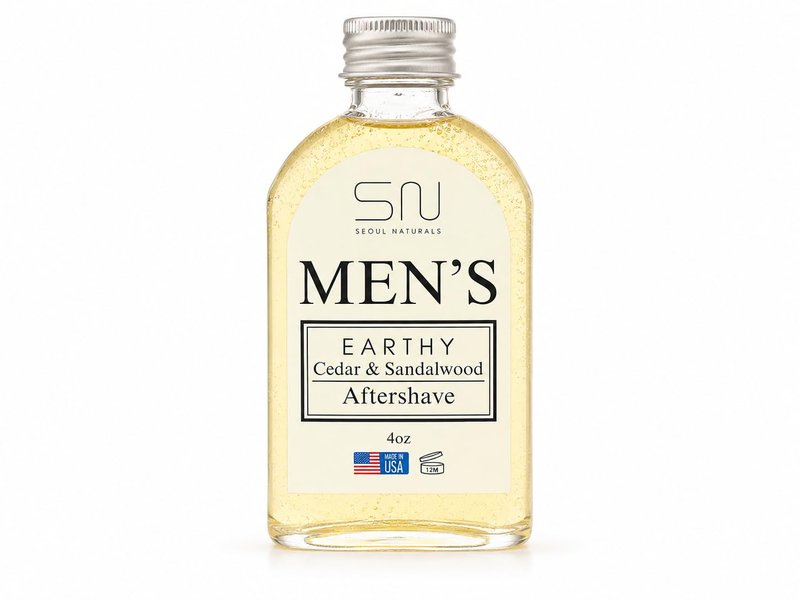 Seoul Naturals Men's Earthy Cedarwood and Sandalwood Aftershave, alcohol free, k beauty, 4 oz