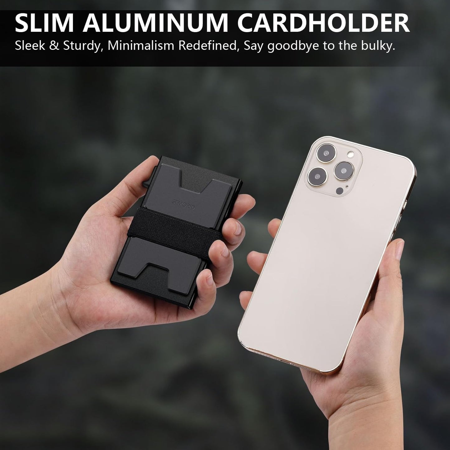 Slim Aluminum Card Holder Wallet - RFID Blocking Minimalist Design | Holds 12+ Cards & Cash - Black