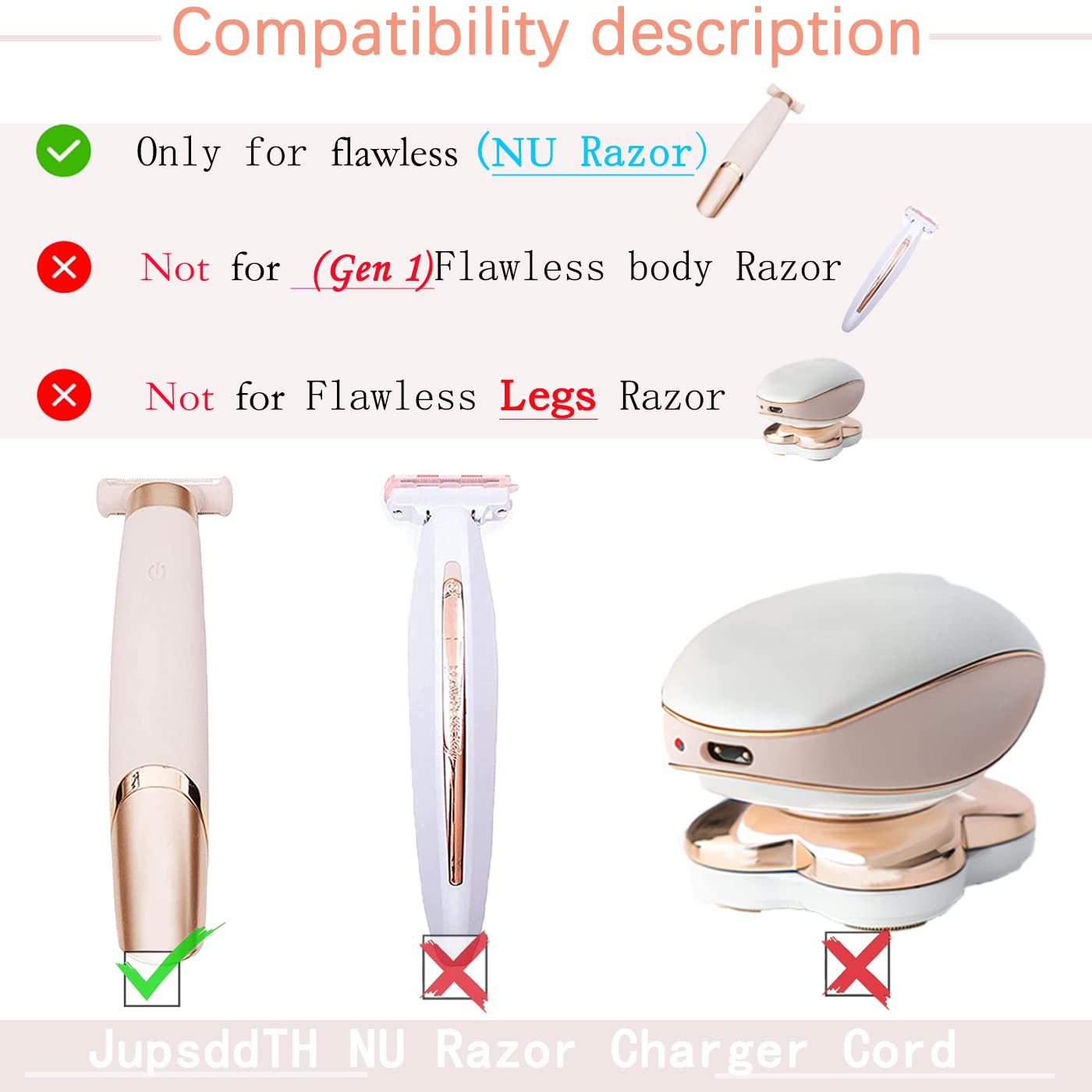Replacement Charger for Flawless Nu Razor - USB Cable, Wall Charger, Power Cord for Finishing Touch Shaver and Trimmer (2PCS)
