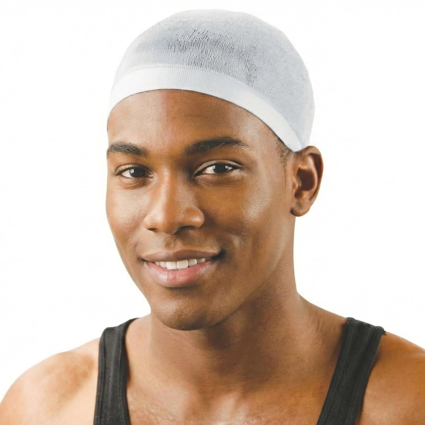 Titan Ultra-Stretch Wave Cap for Men - 2-Pack White Nylon, Breathable Comfort Fit & Secure Hold