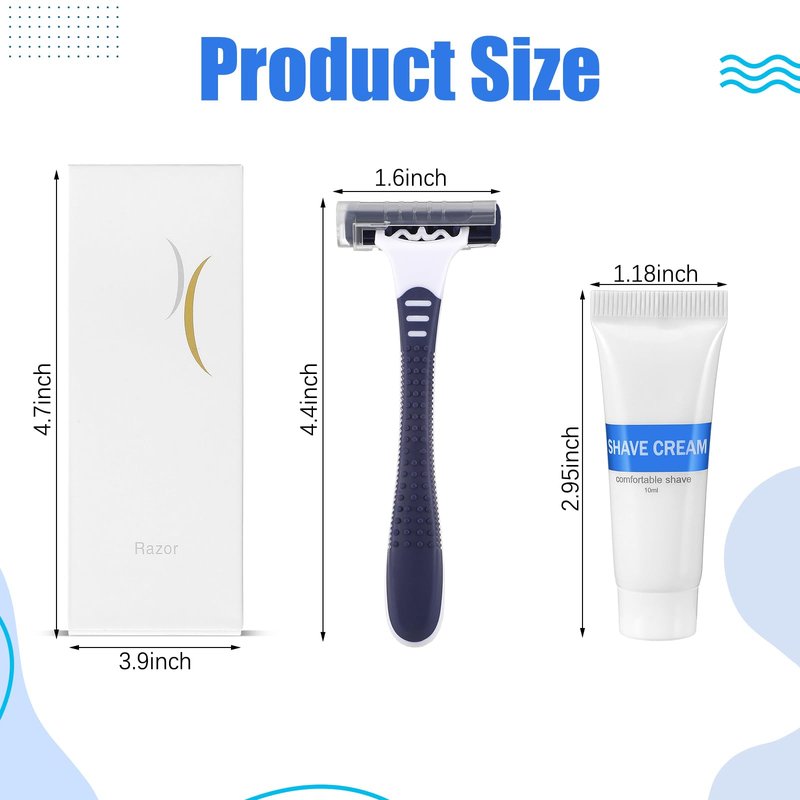 Hushee Shave Kit Bulk Travel Shaving Cream Disposable Twin Blade Razors and Cream Individually Wrapped Smooth Razor with Clear Cap Toiletries for Hotel Shelter Camping Travel Homeless (100 Pack)