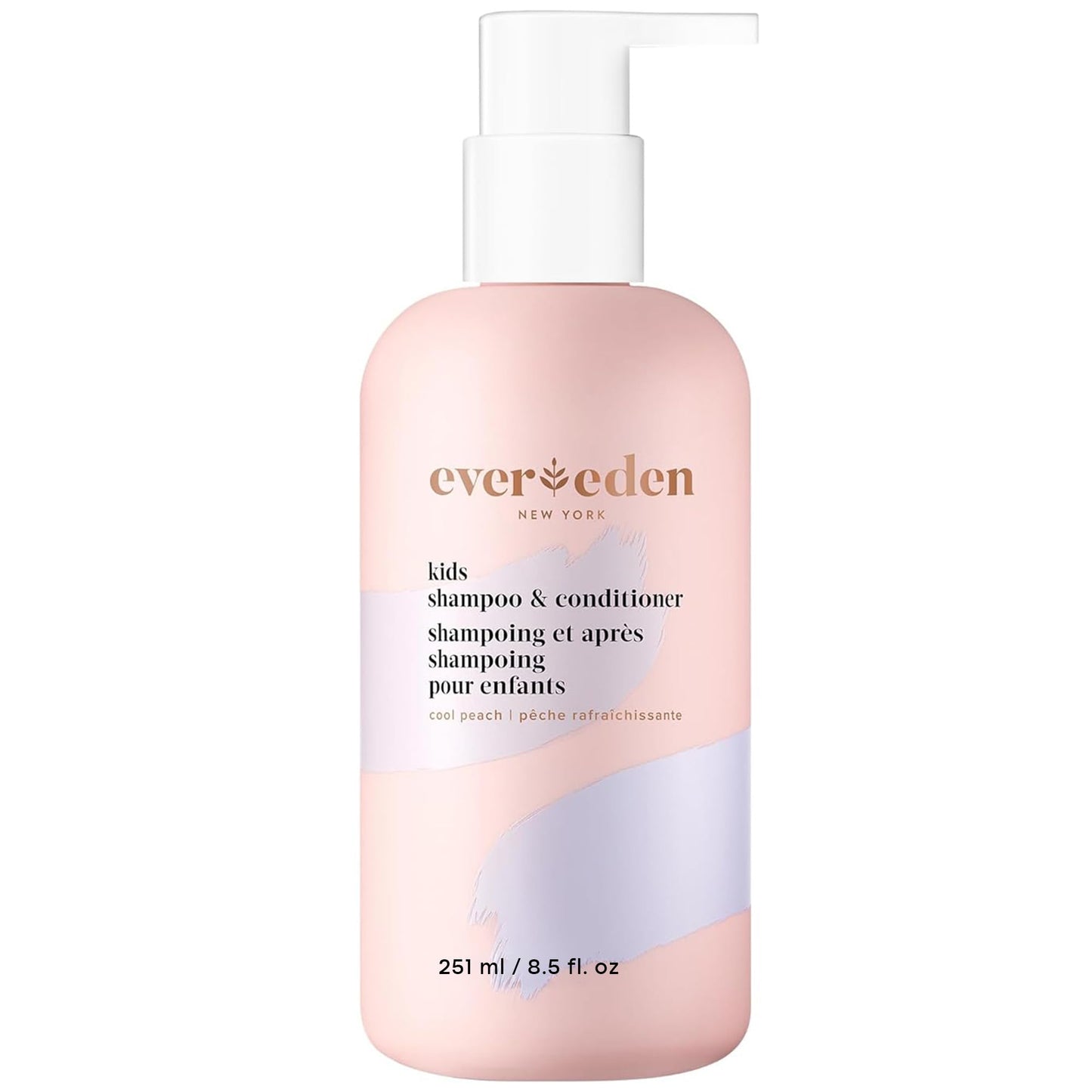 Evereden Kids 2-in-1 Shampoo & Conditioner, Cool Peach | Dermatologist-Tested, No Silicones | Gentle Care for Healthy Scalp & Hair, Age 3+ | Clean, Vegan, Sulfate & Paraben-Free, 8.5 fl oz