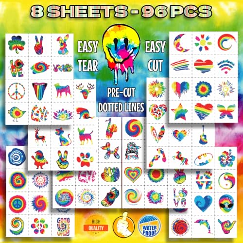 96 Mixed Style Temporary Tattoos for Kids - Unicorns, Animals & More