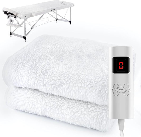 Heated Massage Table Warmer - 9 Heat Settings with Digital Control | 71" x 30", Overheat Protection, White