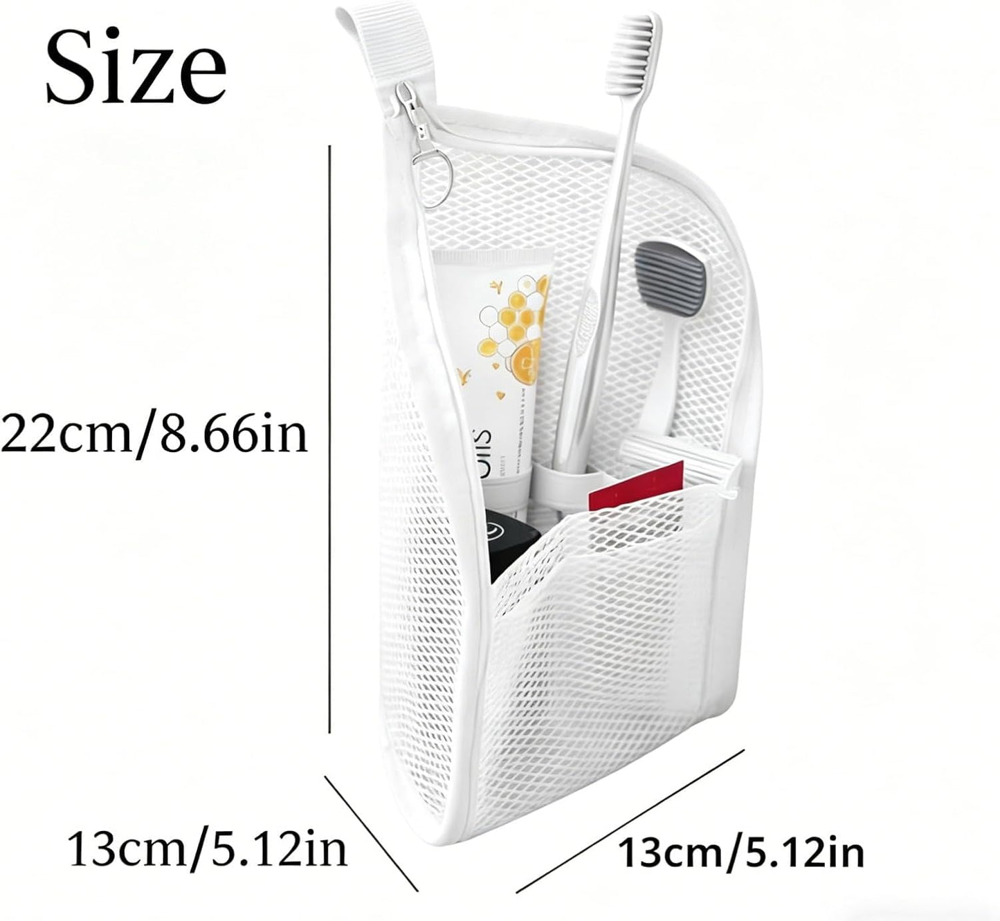 Travel Toiletry Bag - Portable Lightweight EVA Mesh Organizer | Waterproof Hanging Storage for Toothbrush & Toiletries (Gray/White)