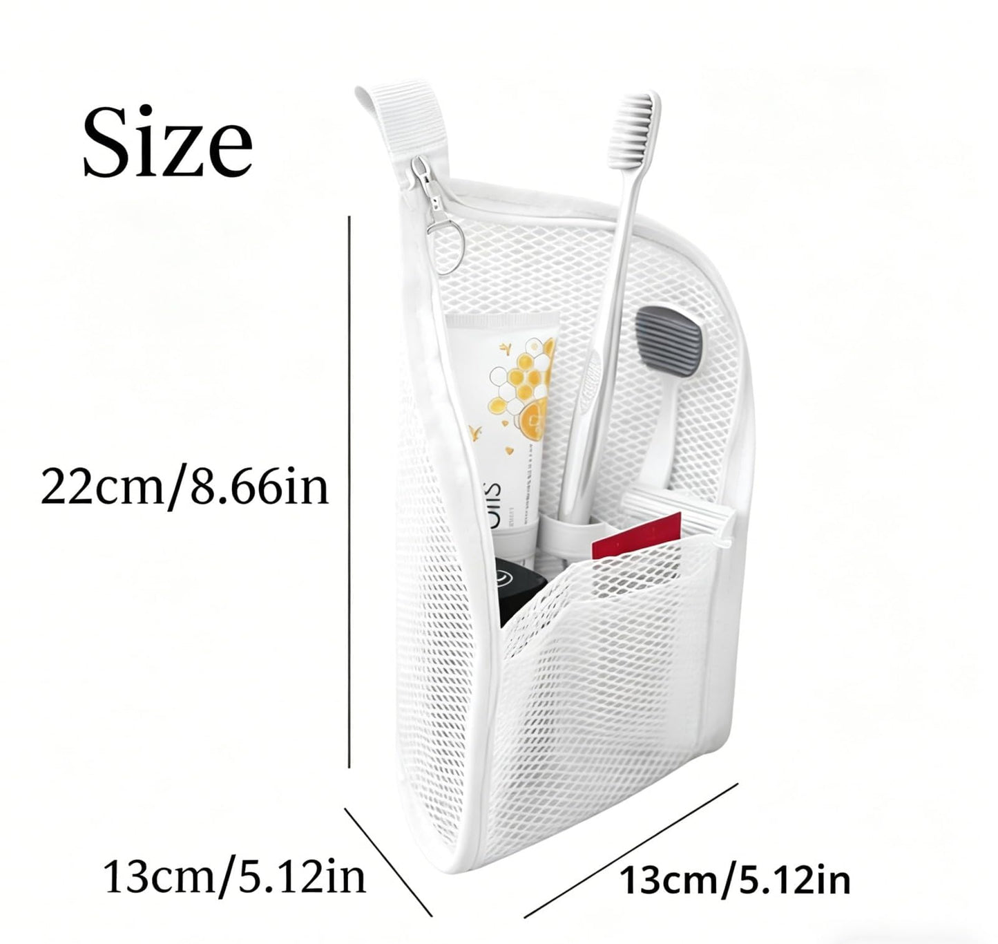 LILVEYUme Standing Travel Toiletry Bag, Portable Lightweight EVA Mesh Clear Cosmetic Organizer, Waterproof Foldable Hanging Storage Bag for Toothbrush & Toiletries (Gray, White)
