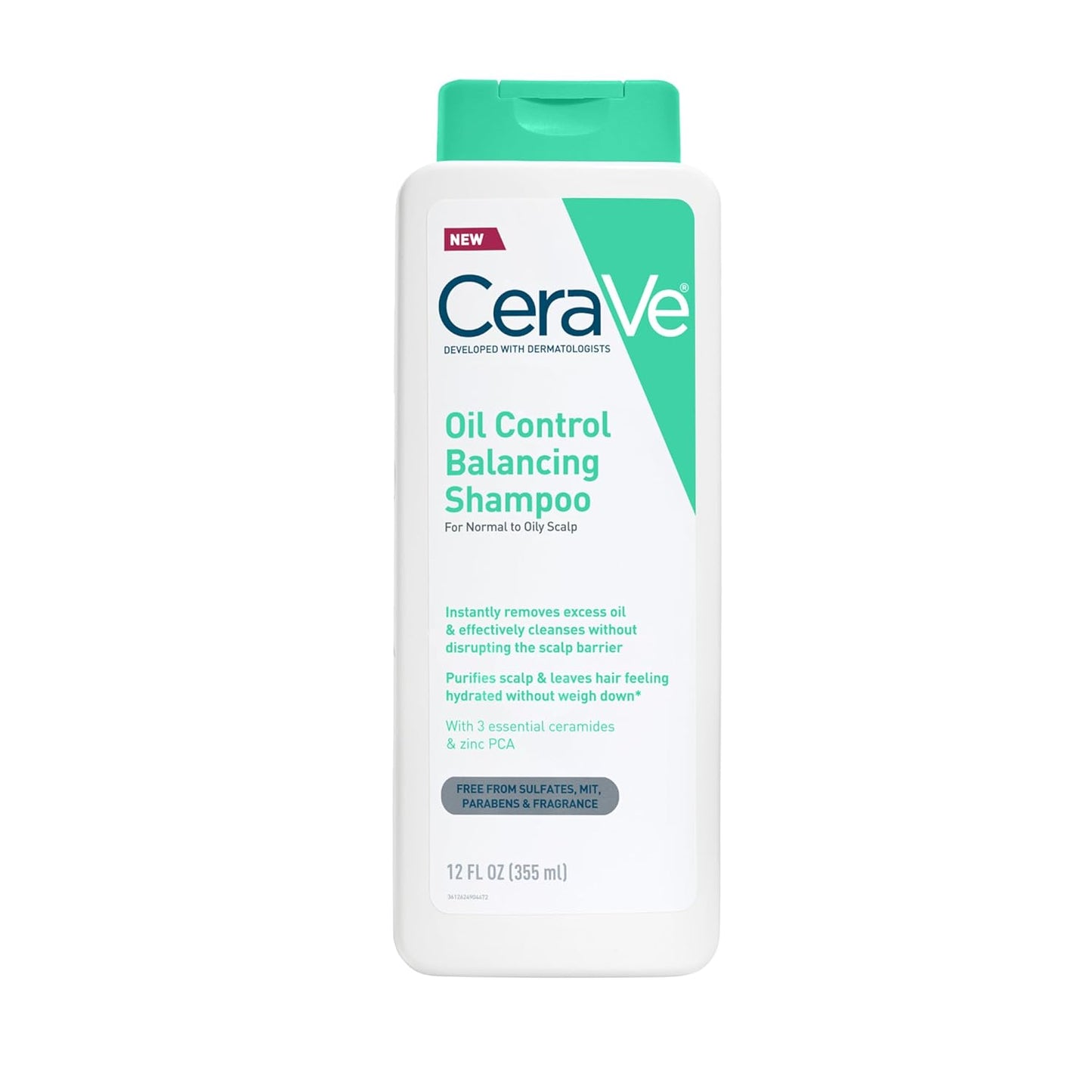 CeraVe Balancing Shampoo - Oil Control & Hydration with Ceramides | 12 oz, Sulfate-Free, Color Safe