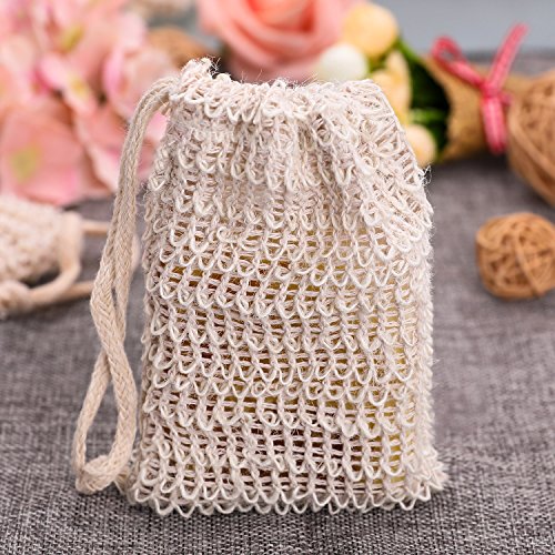 BBTO Cotton Linen Soap Saver Bags - 5 Pack Exfoliating Pouches