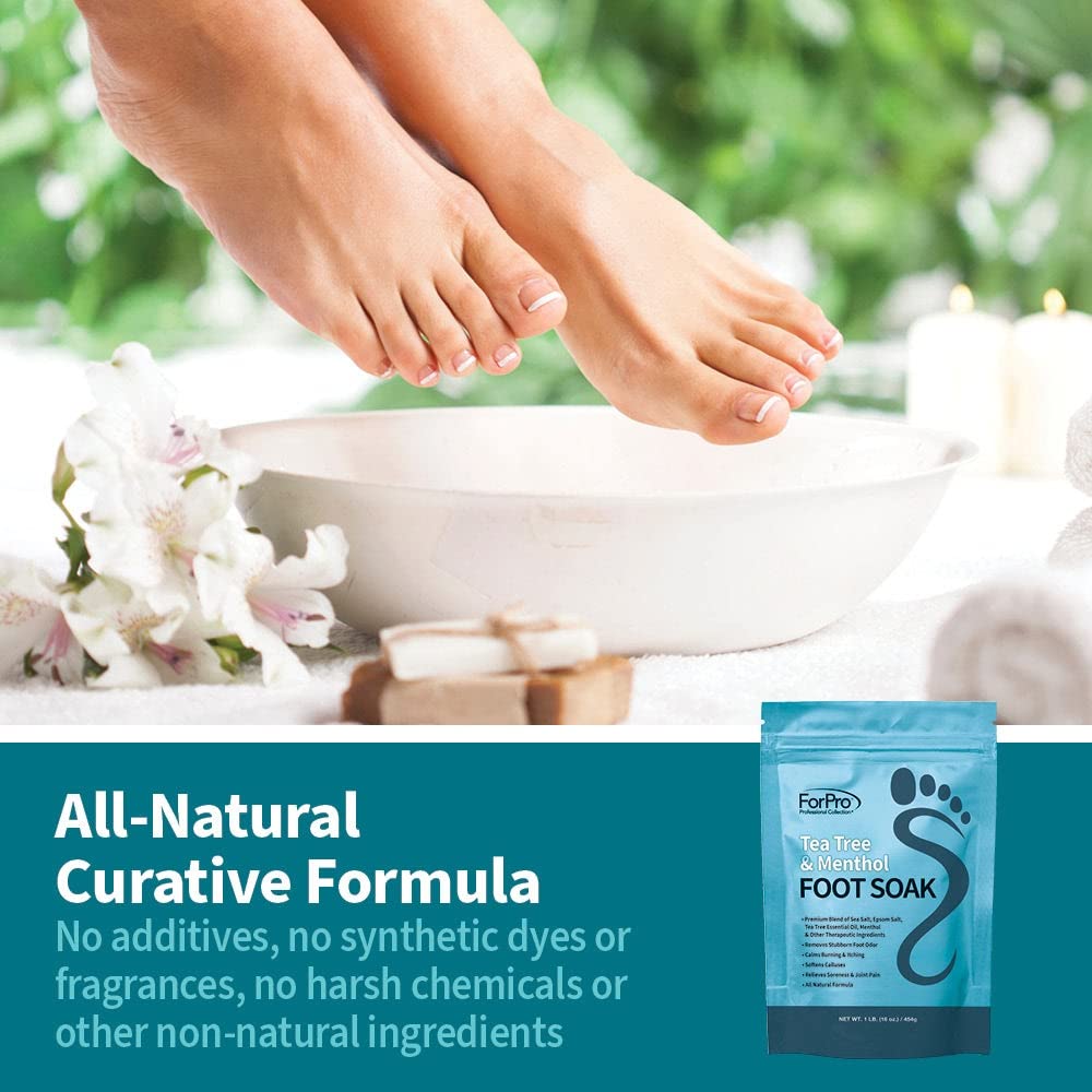 Tea Tree Oil Foot Soak | Epsom Salt & Menthol for Athletes Foot, Odor & Calluses - 3 Pack, 16oz