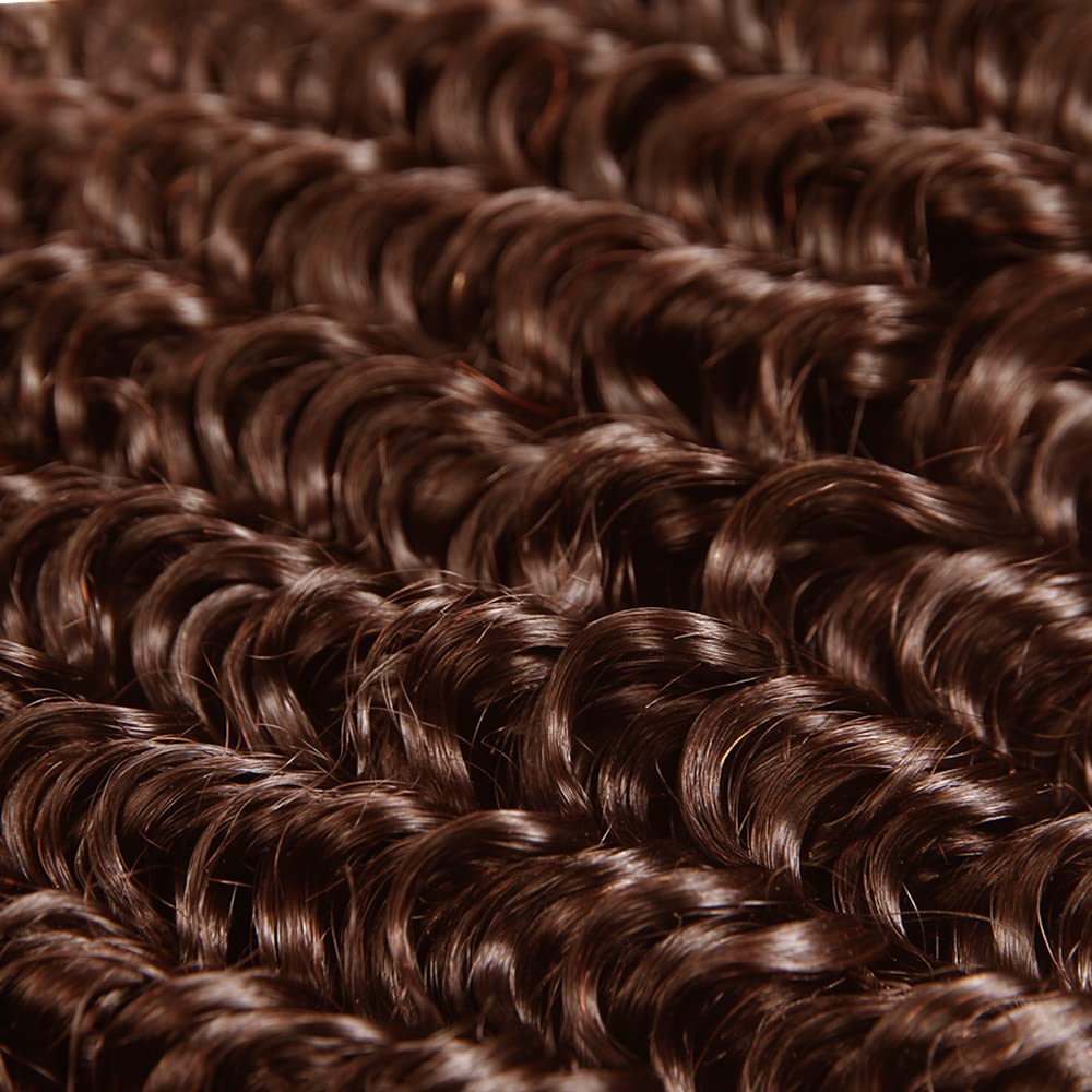 26 26 26 Inch Color #4 Bundle Chocolate Brown Deep Wave Human Hair Bundles Peruvian Virgin Remy Hair 3 Bundles Dark Brown Bundle Human Hair Extensions 300g