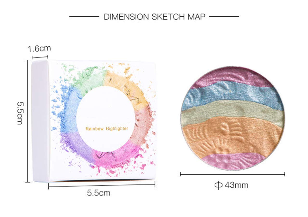 FantasyDay 3D Baked Rainbow Highlighter Eyeshadow Palette - 6 Vibrant Colors for Stunning Makeup Looks