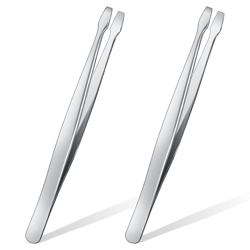 Zhehao 2 Pieces Flat Tip Tweezer Blunt Tip Tweezers Feeding Tongs Stainless Steel Lab Forceps with Straight Flat Scientific Forceps Lab Tweezers for Laboratory Work, Jewelry Making Craft, 4.75 Inches