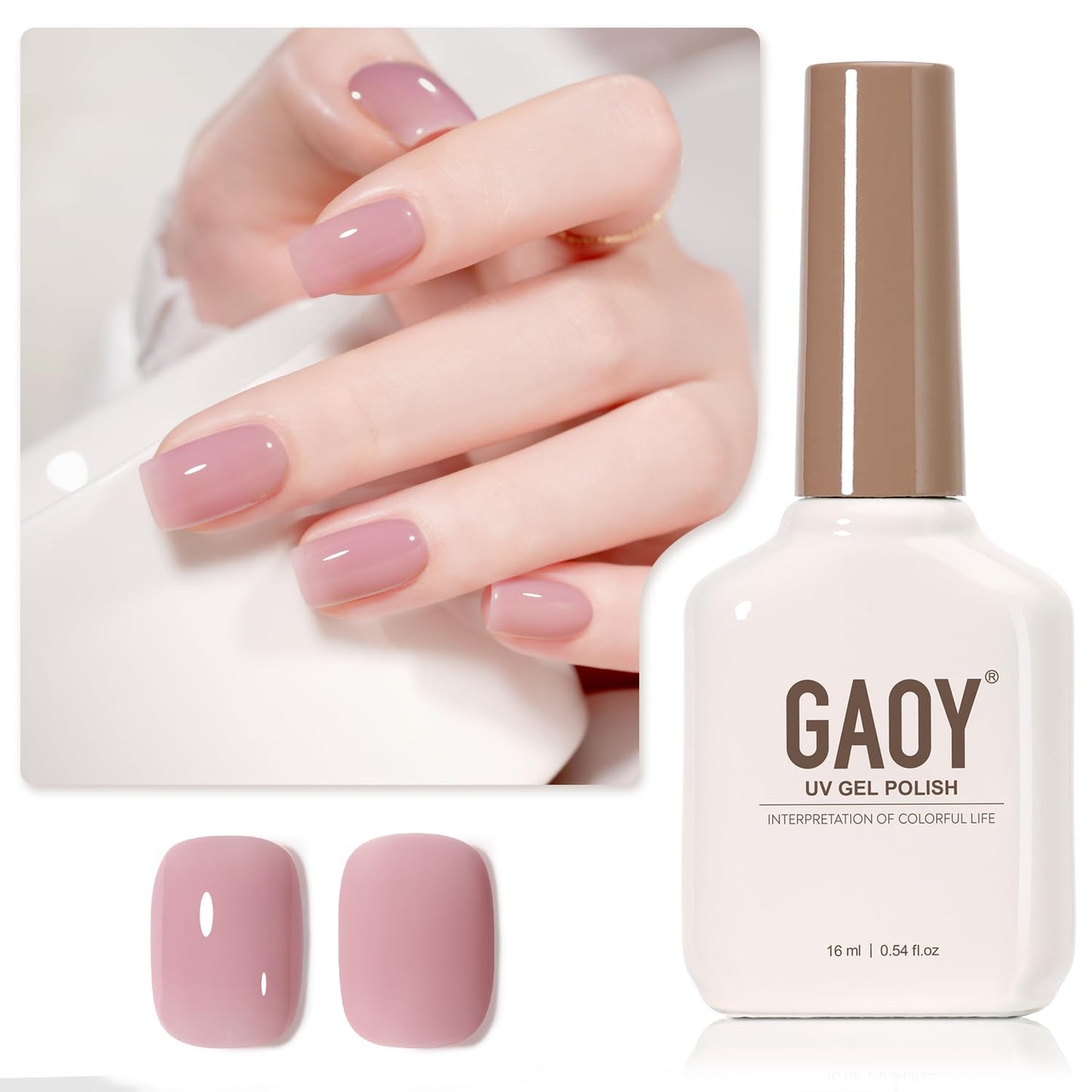 Sheer Light Pink Gel Nail Polish - 16ml UV Cure Jelly Milky White Peach for DIY Manicure & Pedicure