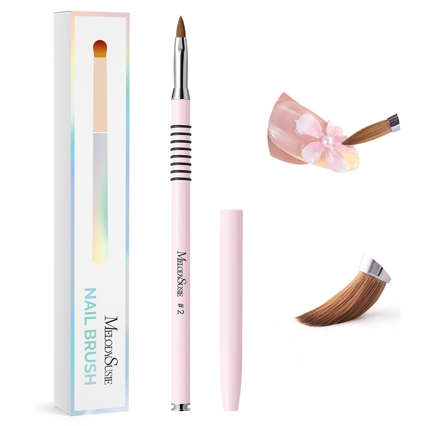 Dual-Ended French Nail Brush & Dotting Pen Set - Nail Art Tool with Holder | Blue, Size #12