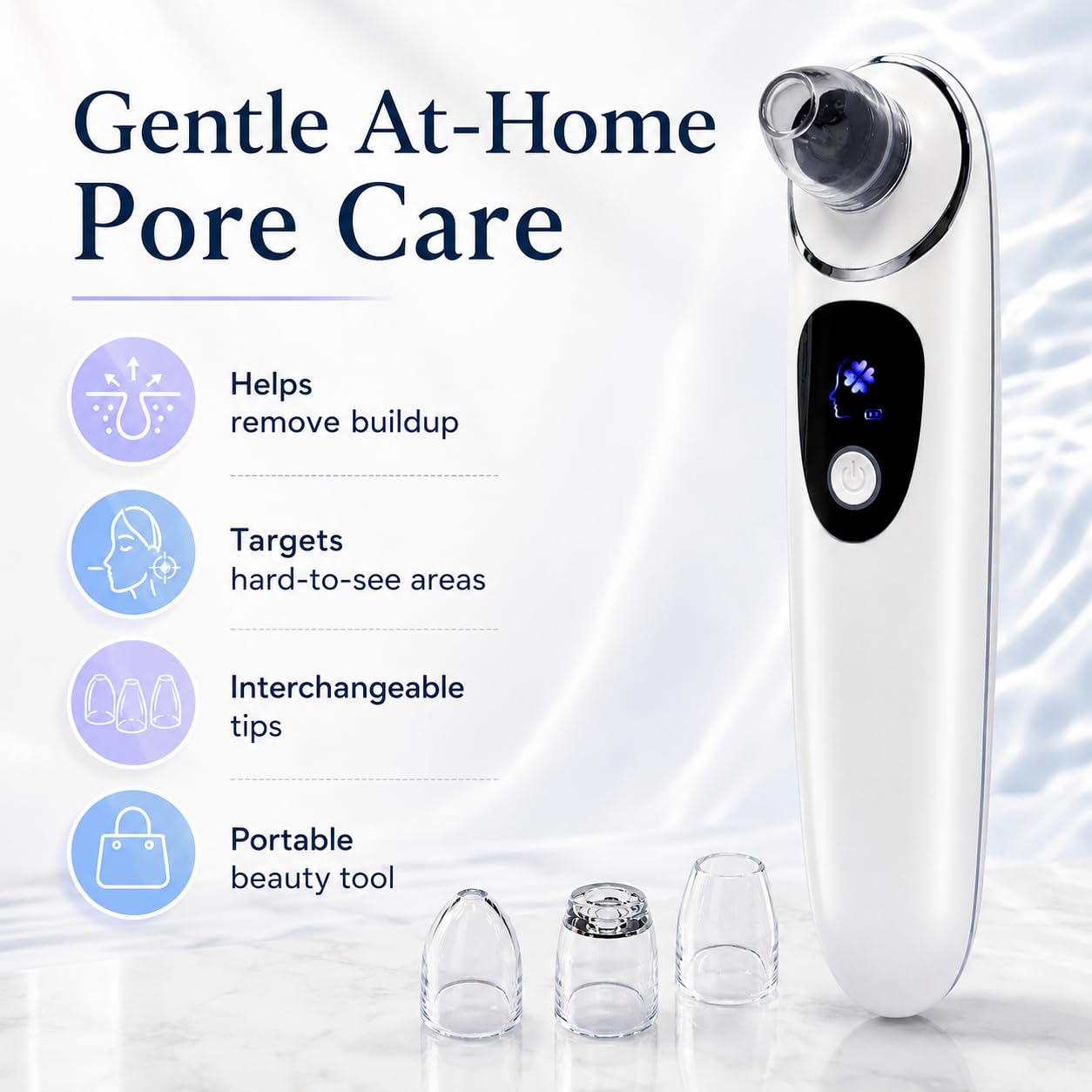 2026 Blackhead Remover with Camera, Pore Vacuum Cleaner with USB, Facial Pore Cleaner for Nose, 6 Suction Heads & 4 Skin Tools, At-Home Skincare Tool for Women & Men-White