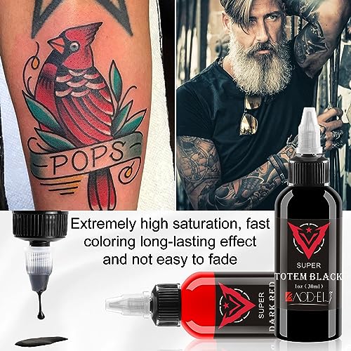 AYCOS Professional Tattoo Ink Set - 1oz Black and Red Plant-Based Pigment