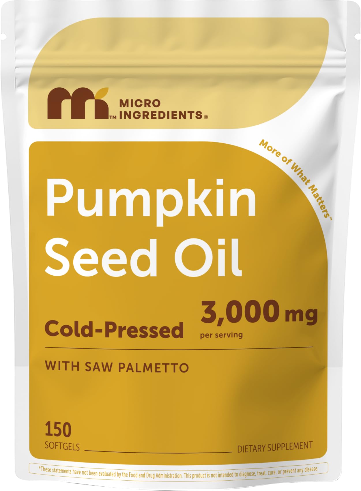 Micro Ingredients Pumpkin Seed Oil with Saw Palmetto, 150 Softgels | Cold Pressed, Pure Virgin Oil, Essential Fatty Acids, & Phytosterols | Natural Herbal Supplement | Non-GMO