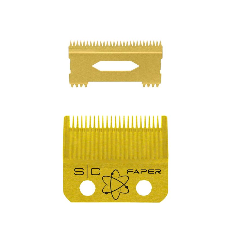 StyleCraft Replacement Fixed Gold Titanium Faper Hair Clipper Blade with Moving Slim Deep Cutter Set