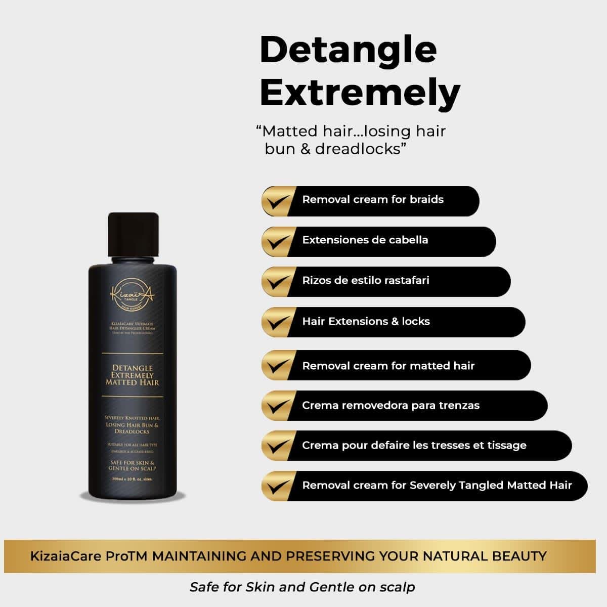 KizaiaCare Ultimate Matted Hair Detangler - Painless Solution for Tangled & Knotted Hair | Suitable for Adults & Children