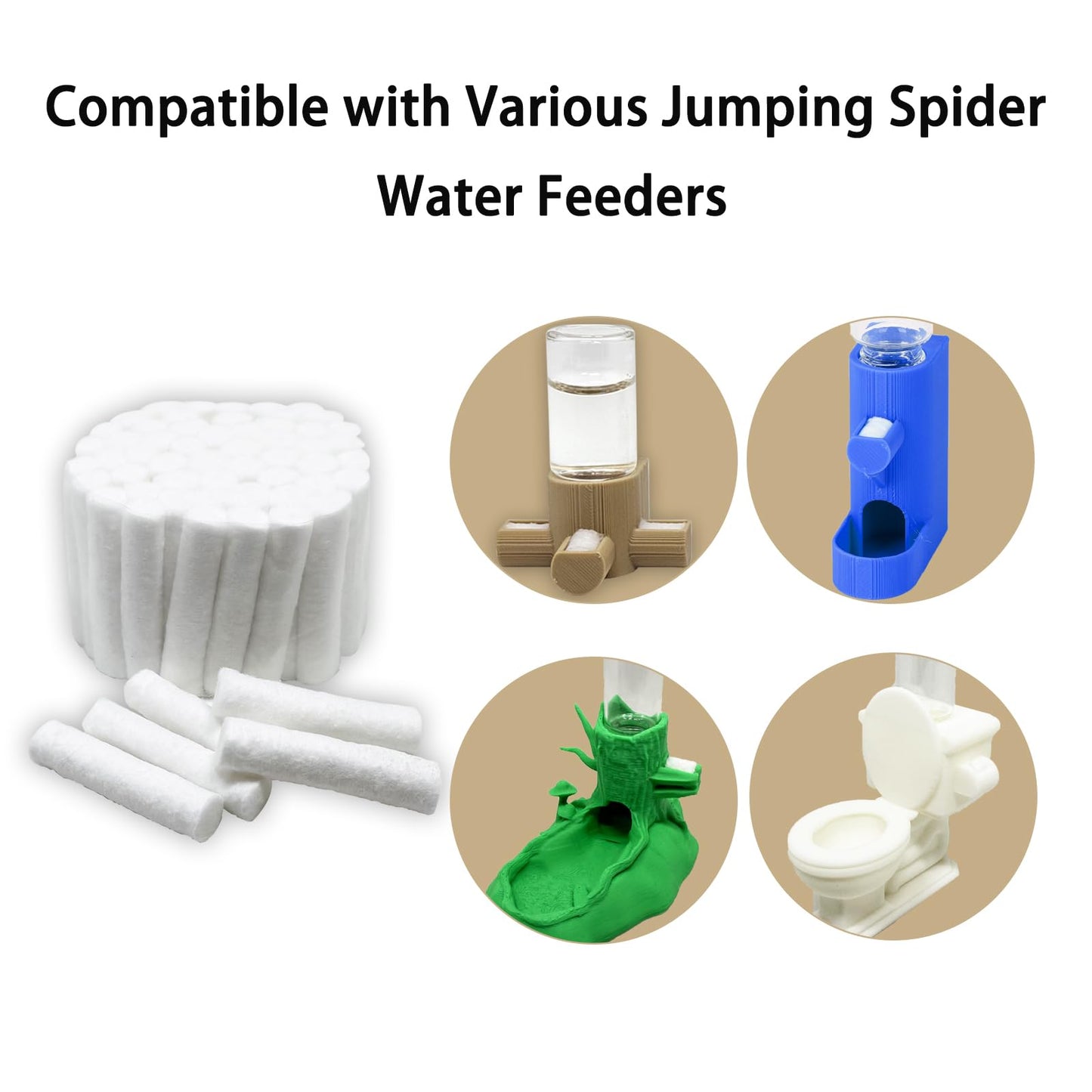 Daerky Jumping Spider Water Fountain Replacement Cotton roll, Absorbent Cotton Swab (30 Pieces)