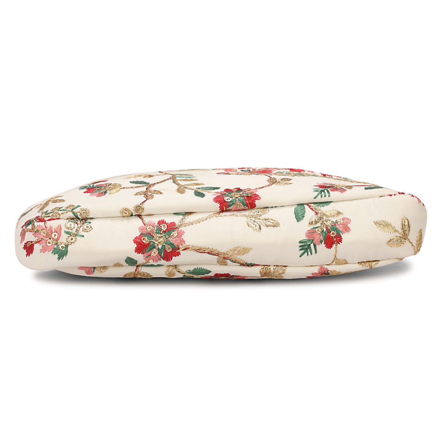 LONGING TO BUY Floral Embroidered Cosmetic Pouch, Make Up Organizer Pouch for Women, Zip Pouch Combo for Multiple Use Wristlet Design (White Multi)
