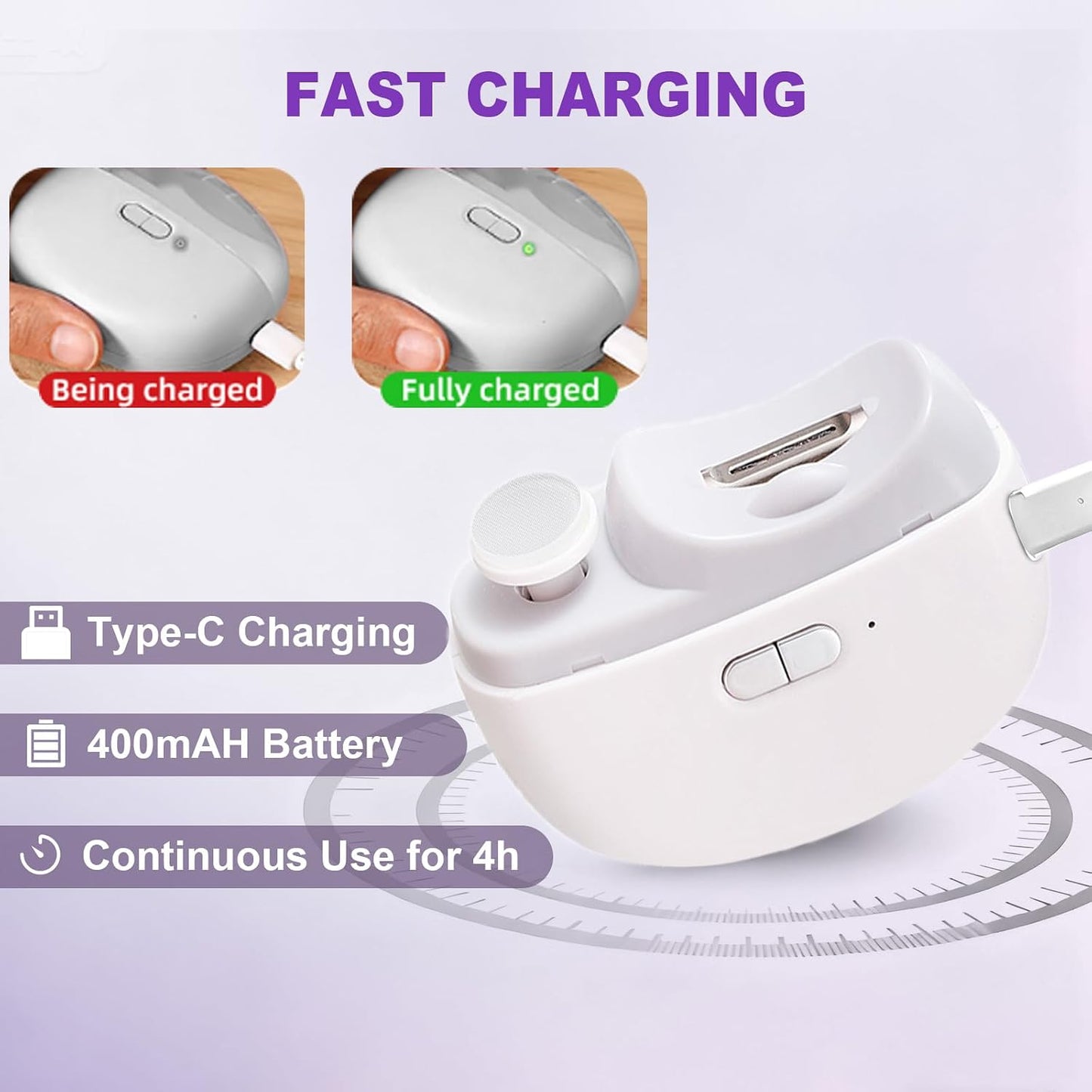 Electric Nail Clipper - Safe & Easy Nail Trimming for Kids | White Design