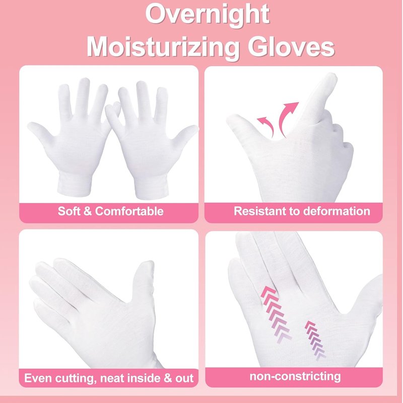 White Cotton Gloves for Eczema Care | 12-Pack Soft Sleep Gloves for Dry Hands, Arts & Crafts, Wedding, Halloween