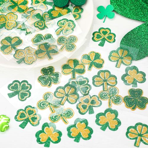 120 Pcs St. Patrick's Day Glitter Shamrock Face & Body Stickers Kids Party Decor