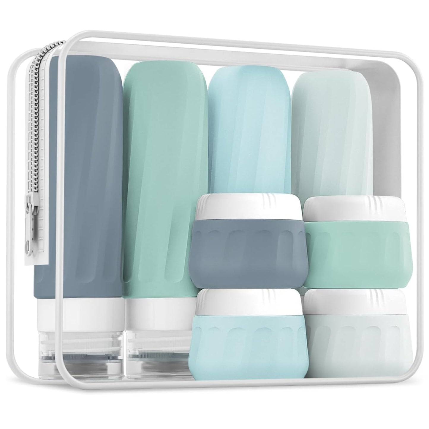 Travel Bottles for Toiletries - TSA Approved 8 Pack | Leak-Proof Silicone Containers with Clear Bag, 3oz