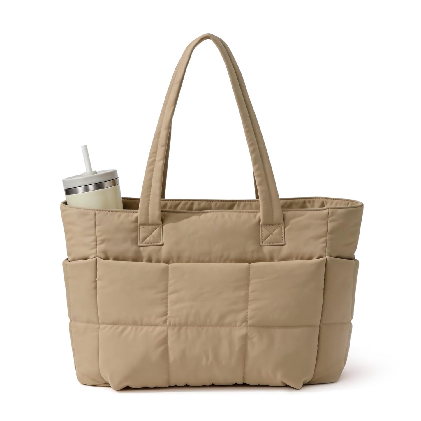 SODEER Tote Bag for Women,Lightweight Puffer Work Shoulder Tote with Compartments,Quilted Handbag for Teacher Nurse College