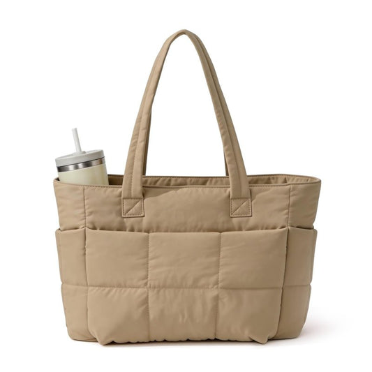 SODEER Tote Bag for Women,Lightweight Puffer Work Shoulder Tote with Compartments,Quilted Handbag for Teacher Nurse College