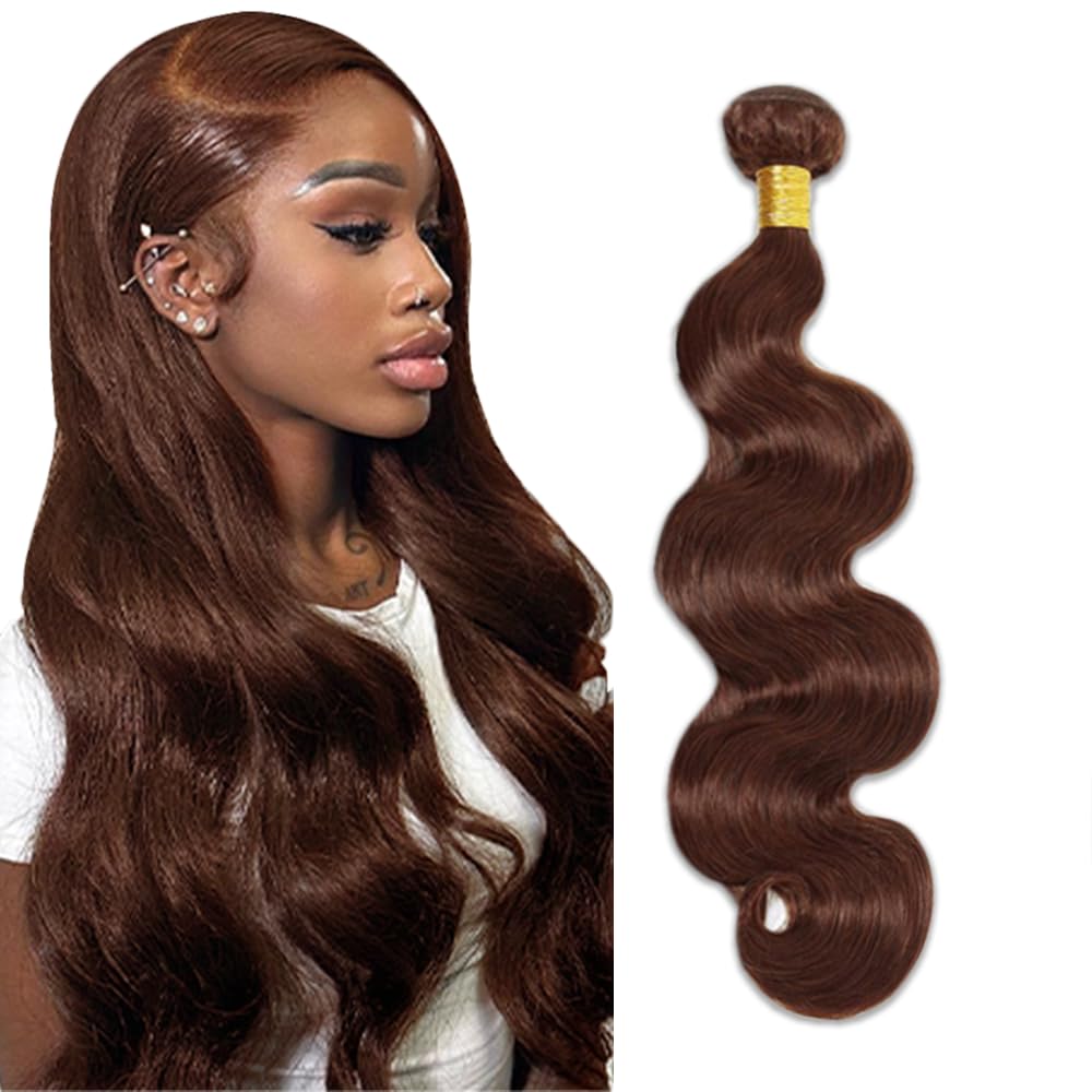 #4 Brown Bundles Human Hair Body Wave Bundles 34 Inch Chocolate Body Wave Bundles Unprocessed Brazilian Virgin Hair 1 Bundle 50 Gram Per Bundle Deals Quick Weave Hair Extensions For Woman