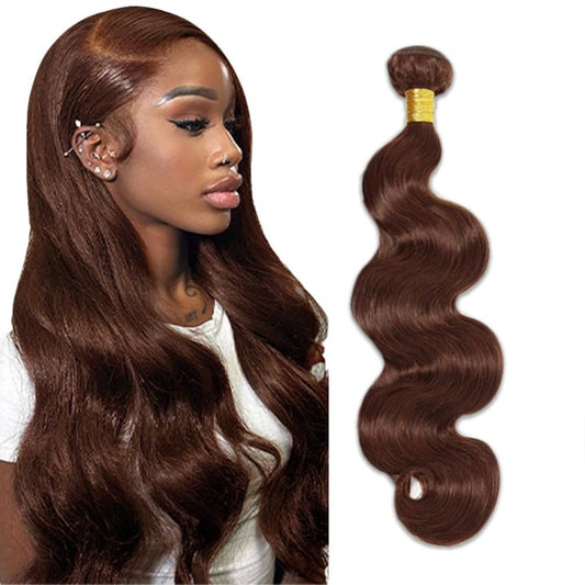 #4 Brown Bundles Human Hair Body Wave Bundles 34 Inch Chocolate Body Wave Bundles Unprocessed Brazilian Virgin Hair 1 Bundle 50 Gram Per Bundle Deals Quick Weave Hair Extensions For Woman