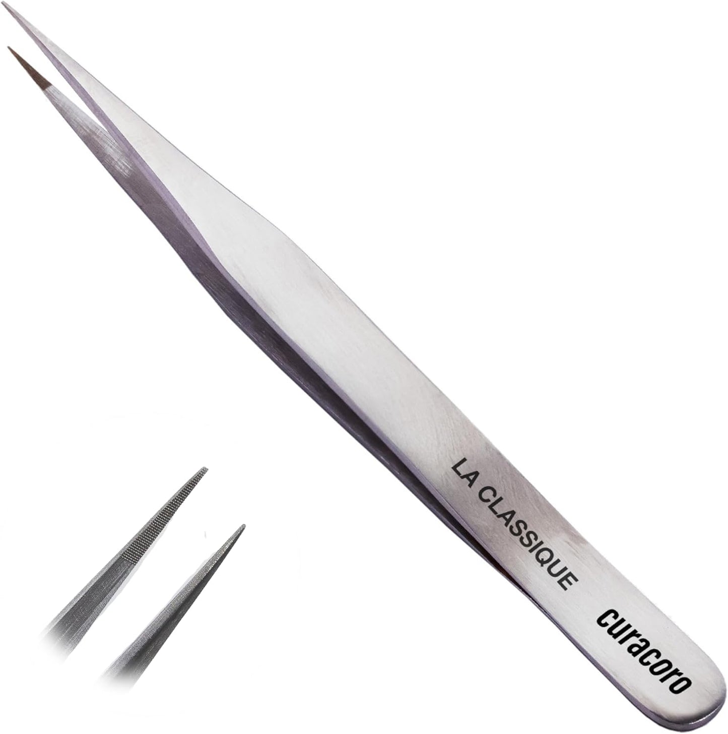 Curacoro Lash Tweezer - Precision Fiber Tip Grip for Eyelash Extensions | Multi-Shape Silver Tweezers for Volume & Isolation