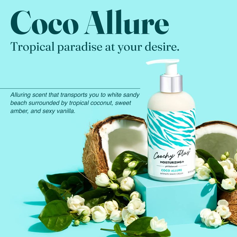 Coochy Plus Intimate Shaving Cream COCO ALLURE For Pubic, Bikini Line, Armpit and more - Rash-Free With Patent-Pending MOISTURIZING+ Formula (2-Pack)