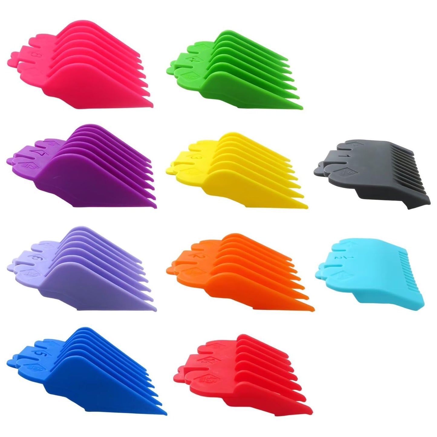 WELURE 10Pcs Hair Clipper Guards Cutting Combs for TPOB Slime2 - Multiple Colors