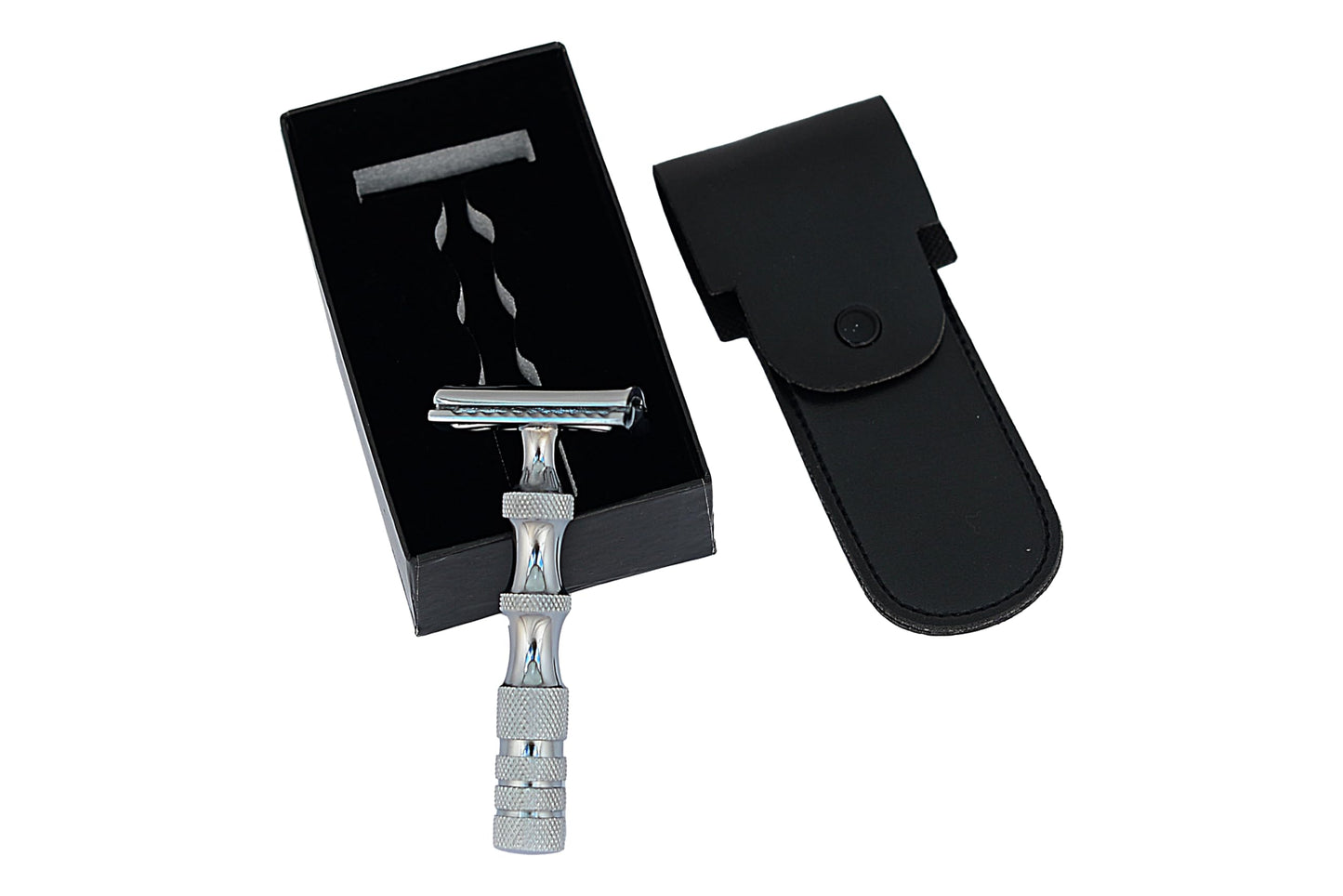Stainless Steel Double Edge Safety Razor With Box And Storage Pouch
