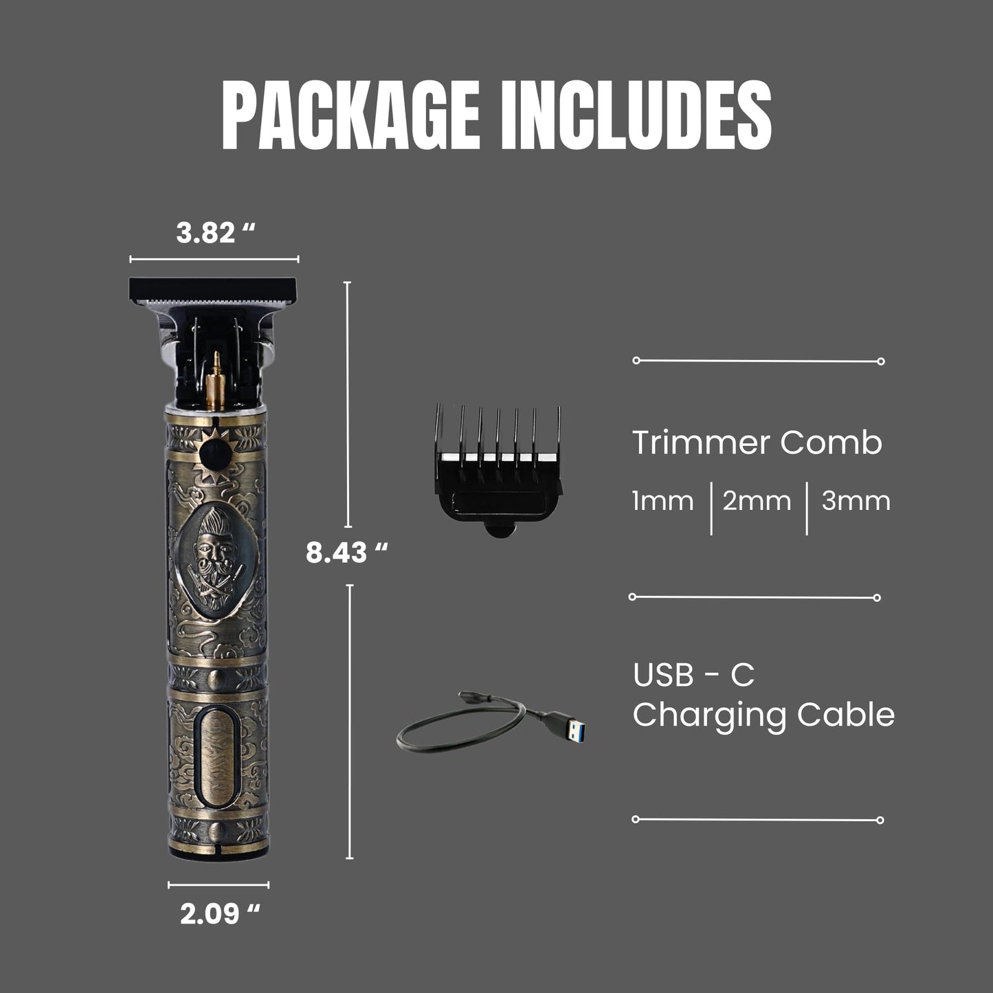Hair Clippers for Men Professional Kit - Portable Cordless Clippers for Men w/ 7hrs Run Time - Ideal Mens Grooming Kit w/Low Noise Function - Rechargeable Beard Trimmer & Haircut Machine (Bronze)