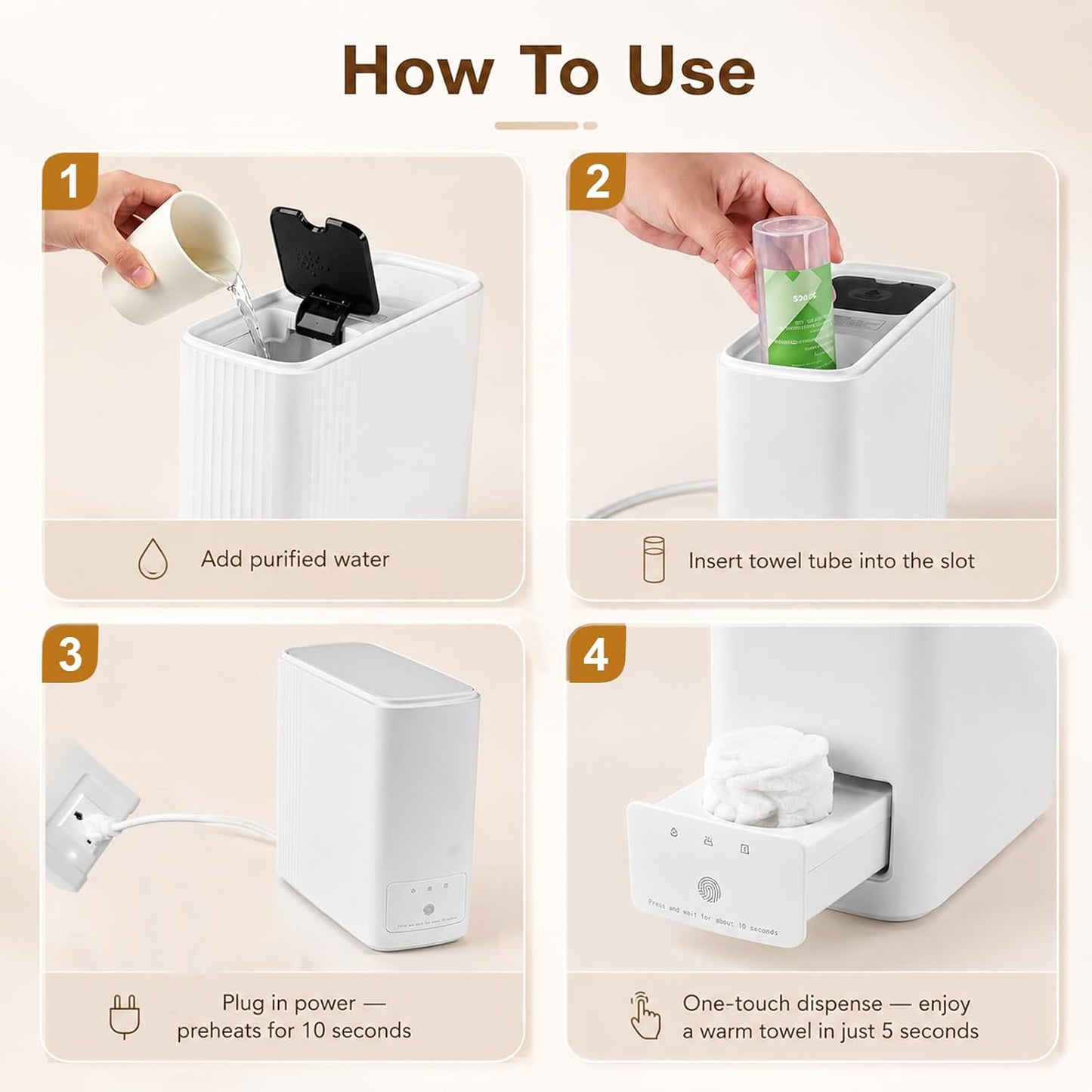 Mini Hot Towel Dispenser - Fast Heating Face Towel Warmer with Voice Alerts | 55°C (131°F) Constant Temp, 20 Towels Capacity