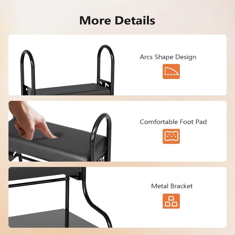 Pedicure Cart - Adjustable Height Foot Bath Trolley with PU Cushion | Portable Nail Esthetician Cart for Manicure & Massage (Black)