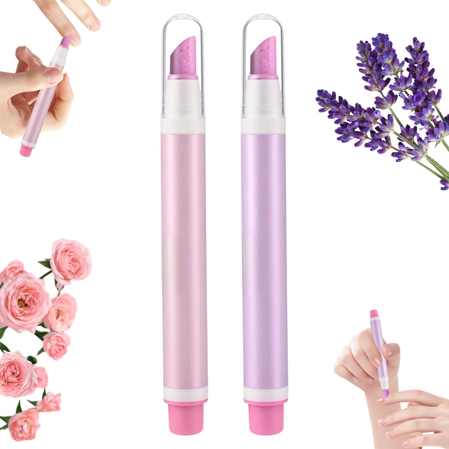 2PCS 2-in-1 Cuticle Oil Pen & Ceramic Pusher, Nail Care Moisturizer Pen, Portable Manicure Tool for Nails & Cuticles, Mix Color