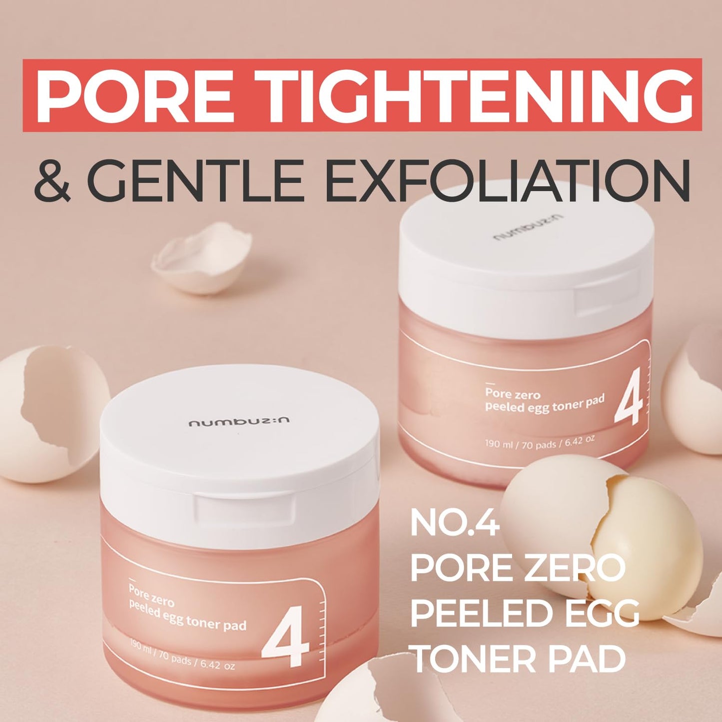 Numbuzin No.4 Toner Pads - Pore Zero Exfoliating Toner Pads with PHA & LHA | Korean Skincare | 70 Pads