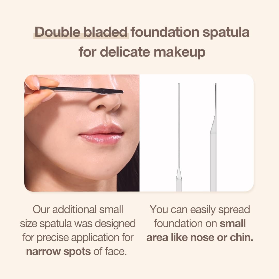 STUDIO17 Stainless Steel Foundation Spatula - Professional Double-Edged Makeup Tool for Flawless Application | Includes Storage Pouch