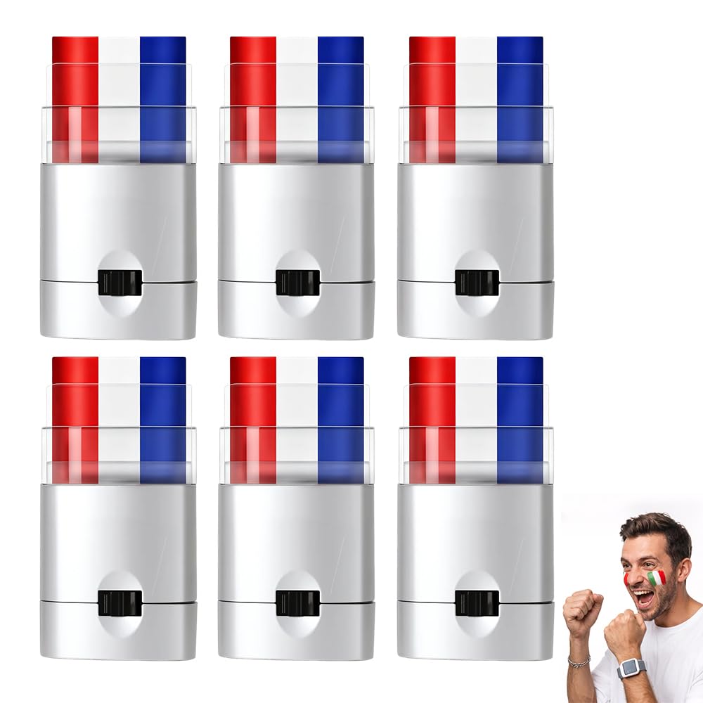 Patriotic Face Paint Stick - Red White Blue Stripes for Sports Makeup | Ideal for Football, Baseball, Softball