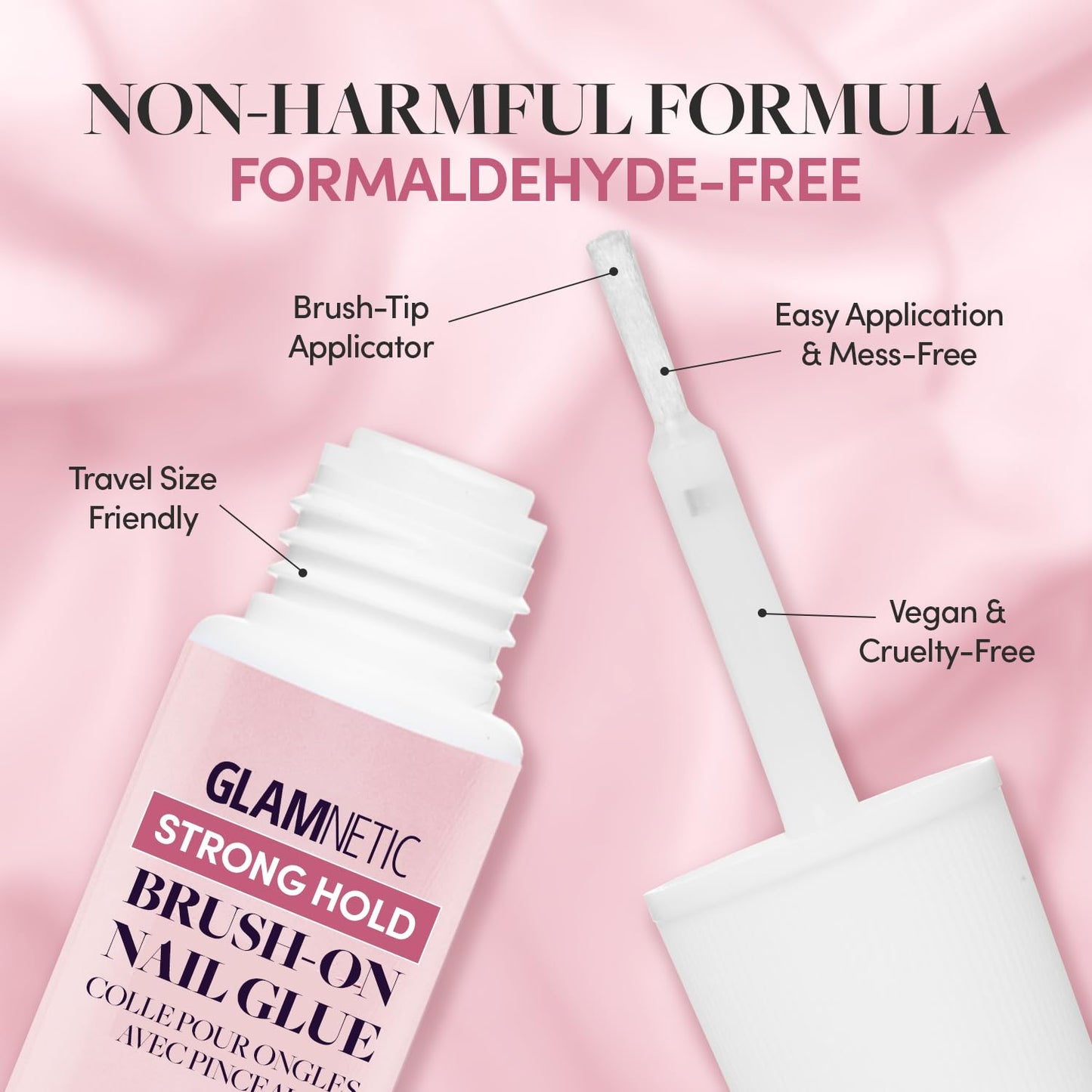Glamnetic Super Strong Nail Glue - Brush Tip Applicator, Mess-Free & Travel-Friendly | 0.24 fl. oz.