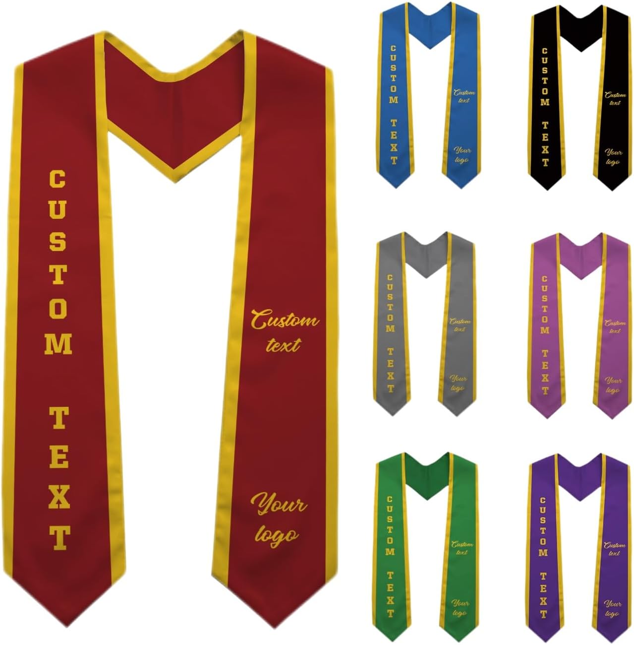 Custom Graduation Stole - Personalized Grad Sash with Text & Logo | Class of 2025 Honor Gift