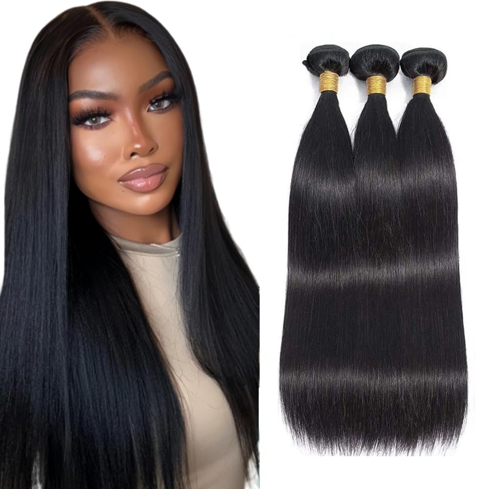 Human Hair Bundles Straight Human Hair Bundle 16 18 20 Inch Unprocessed Virgin Mixed Length Natural Color Bundle Hair Extensions