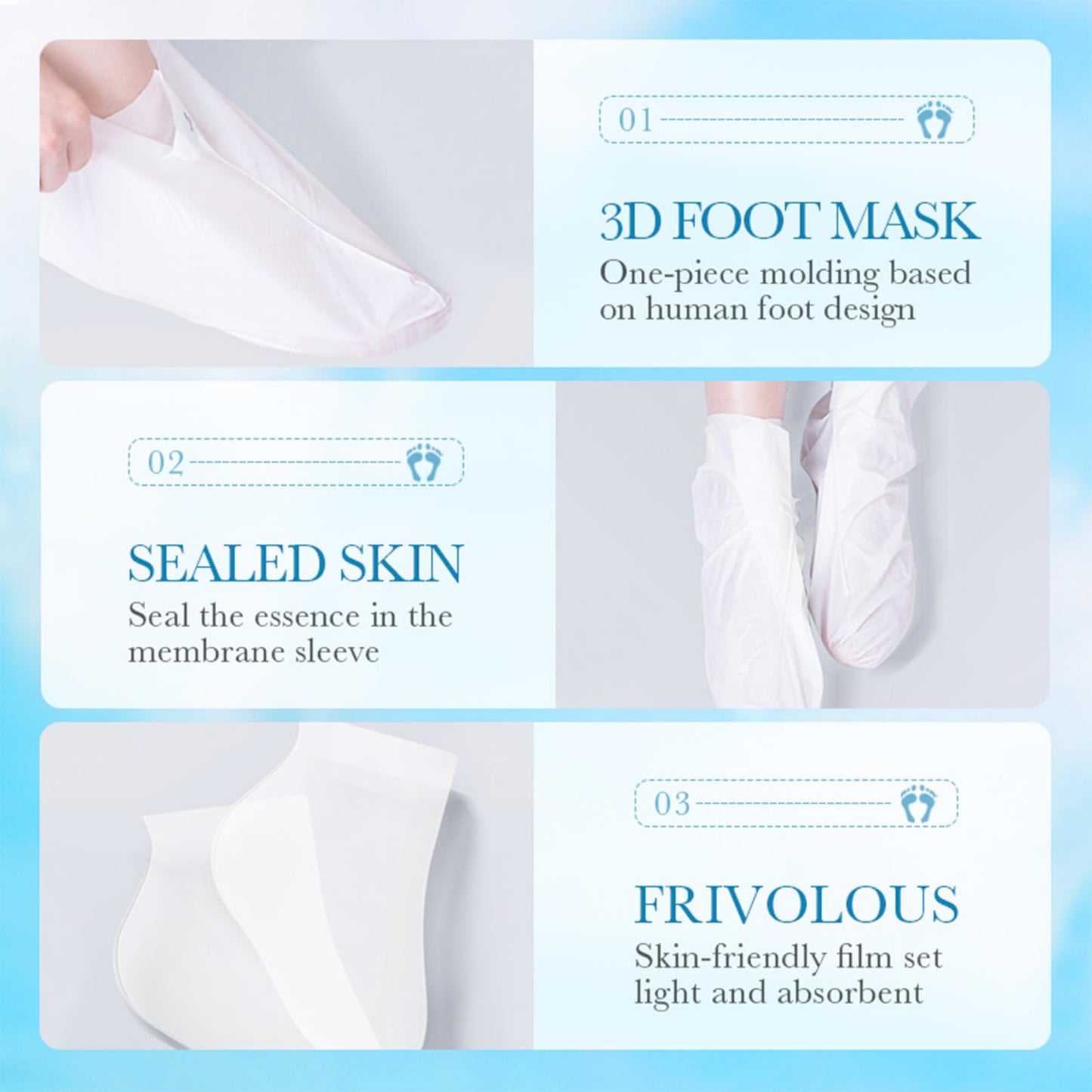 JoanofArc Moisturizing Foot Mask with Aloe Vera, Hydrating Foot Masks for Dry Cracked Feet, Foot Care Mask Skin Moisturizer for Soft and Smooth Touch Feet, Men Women, 4 Pairs