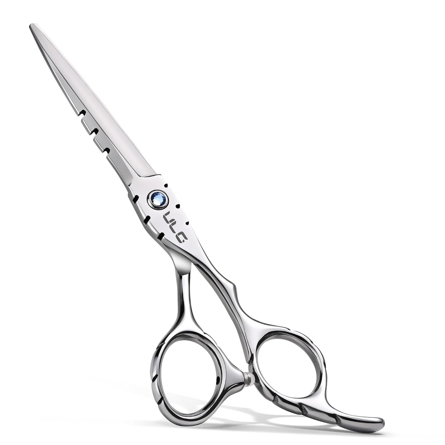 Left-Handed Hair Cutting Scissors - ULG 6.5-Inch Razor Edge Barber Shears | Japanese Stainless Steel, Blue Fingerhole Ring