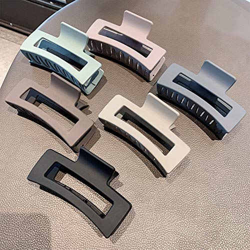 Large Matte Plastic Hair Claw Clips 6-Pack – Strong Hold, Non-Slip Rectangle Hair Accessories for Women & Girls